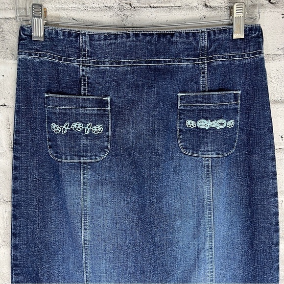 Vintage Y2K Medium Wash Denim Maxi Jean Skirt Size Small - Picture 2 of 10